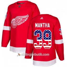 Män Ishockey Detroit Red Wings Tröja Anthony Mantha 39 Adidas 2017-2018 Röd USA Flag Fashion Authentic